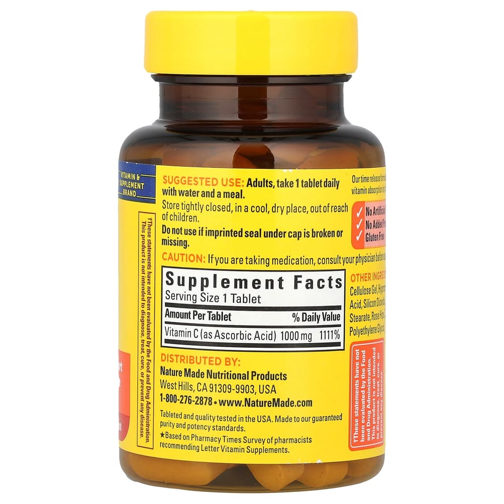 Nature Made Sustained Release Vitamin C 1000mg with Rose Hips, 60 Tablets