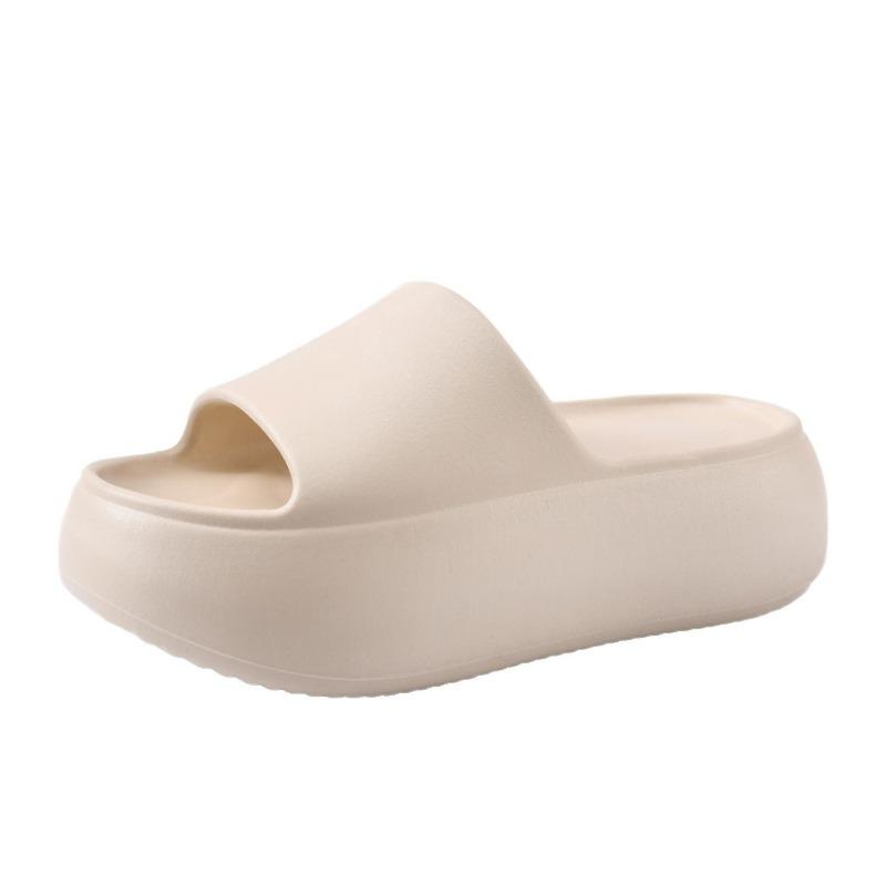 New New Height-increasing Women's Summer Platform Slippers Solid Color Outer Wear One-word Drag Seaside Beach Students