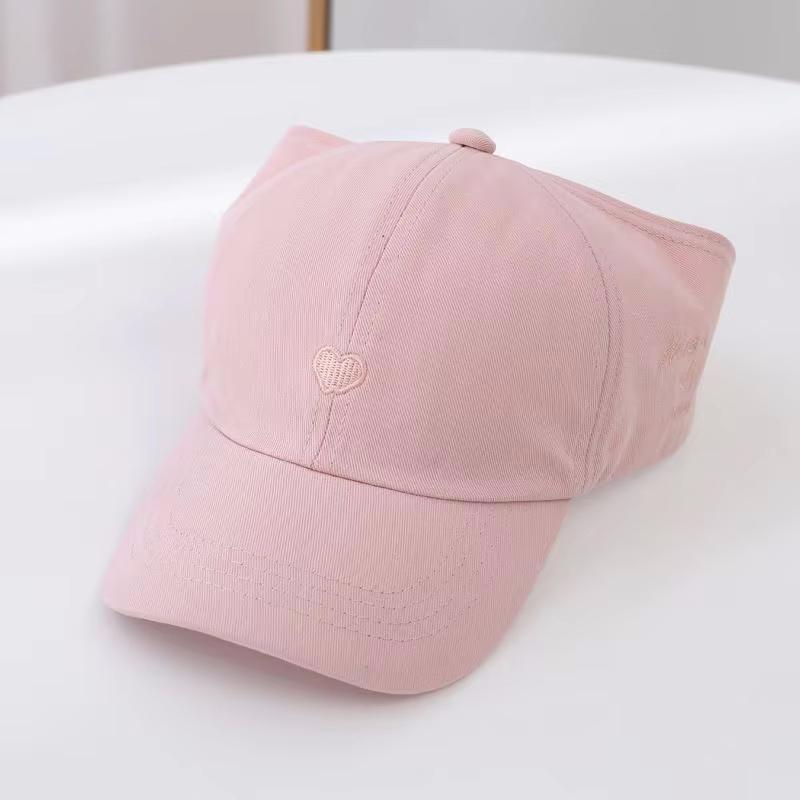 Summer Children Sun Hat Girls Ponytail Duckbill Hats Kids Empty Top Baseball Cap Embroidery Love Baby Sunshade Visors