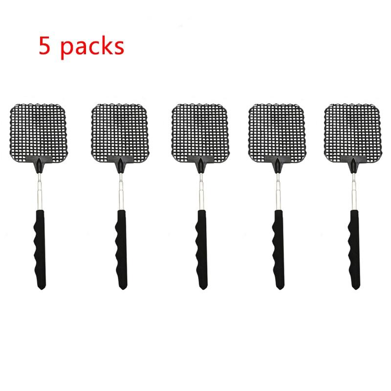 5 Pack Of Black Creative Fly Swatter Mosquito Swatter Stainless Steel Expansion Design Fly Repellent Supplies