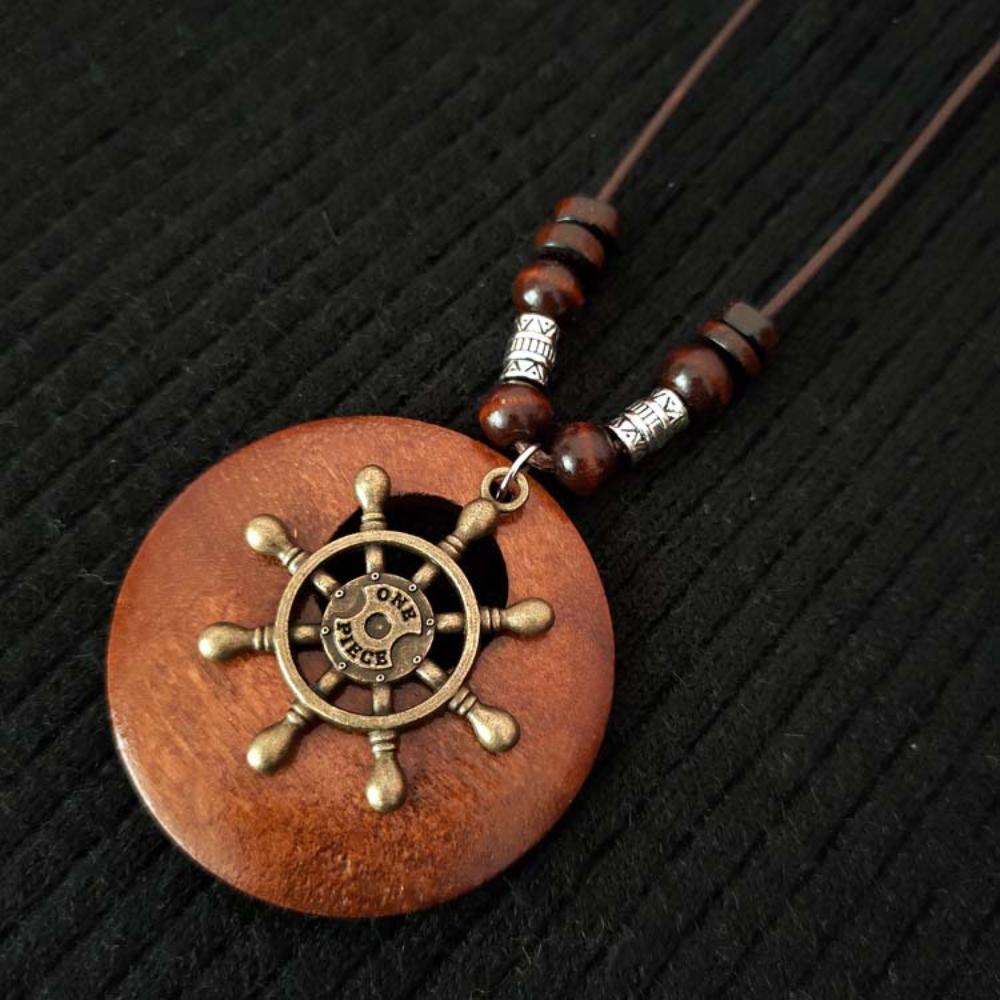 Retro Boho Ethnic Long Pendant Sweater Necklace Wood Beads Women Jewelry Gift