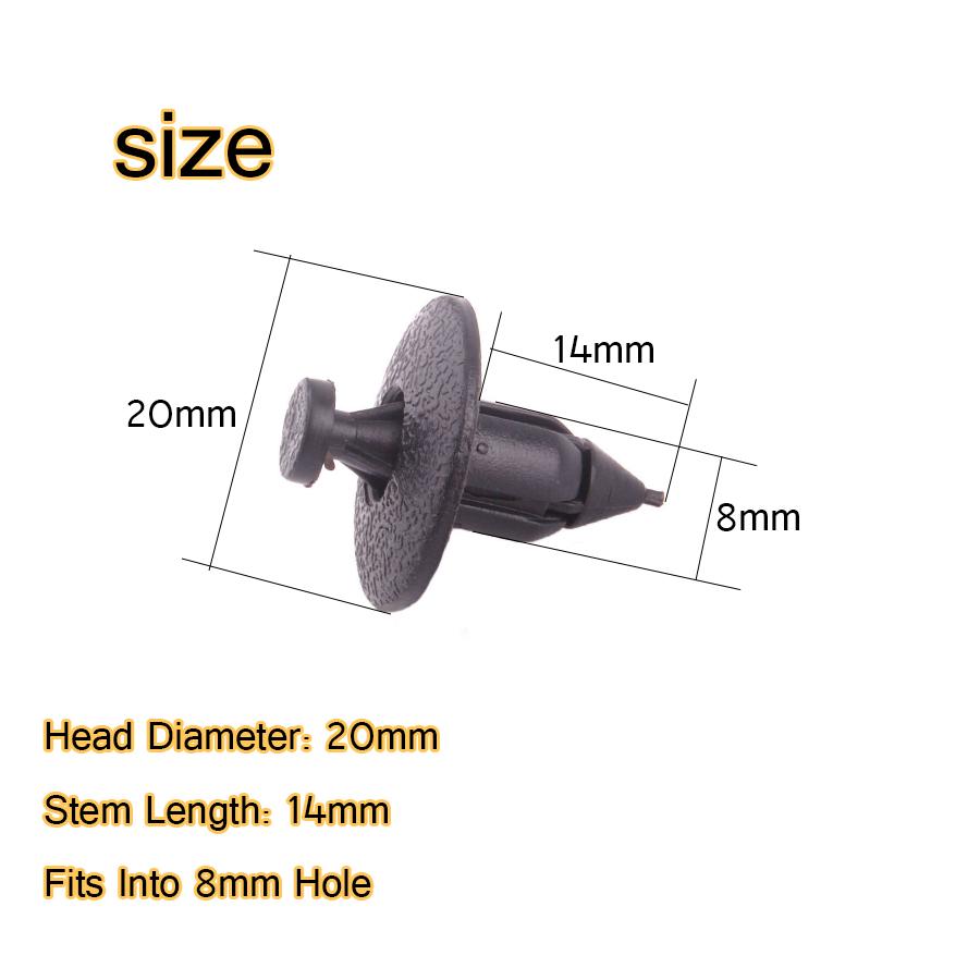 20pcs s Volvo Trim Panel Bumper Fascias Push-type Fastener Rivet Retainer Clips For Into 8mm Hole