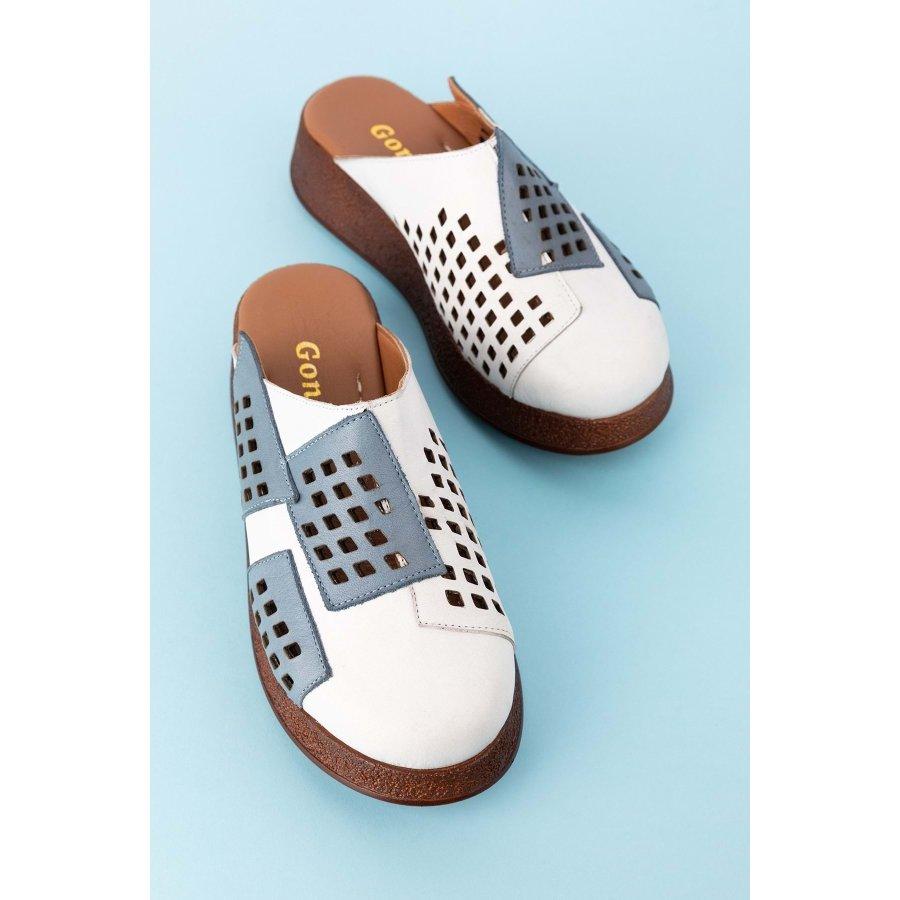 Women's Genuine Leather Wedge Heel Casual Summer Slippers Clogs