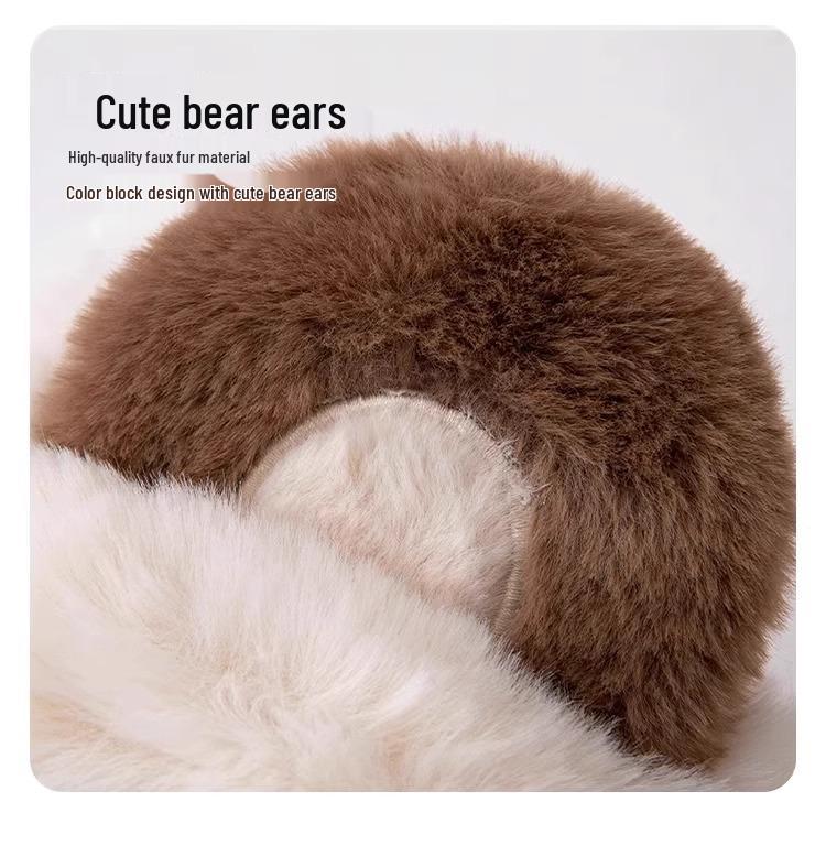 Winter Bear Earband: Fleece-Lined Windproof Cycling Earmuffs for Women & Students