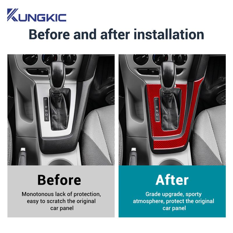 Real Soft Carbon Fiber For Ford Focus 3 MK3 2012 2013 2014 SE/ST LHD RHD Car Gear Shift Frame Panel Sticker Trim Accessories