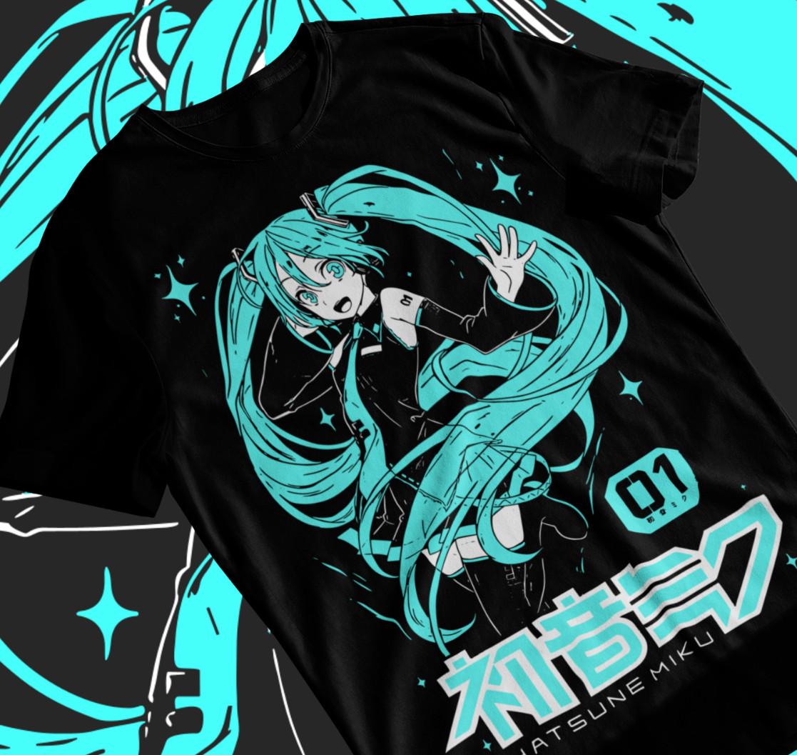 Hatsune Miku T-shirt Anime Girl Kawaii Project Diva Vocaloid Shirt Soft Tee XXXL