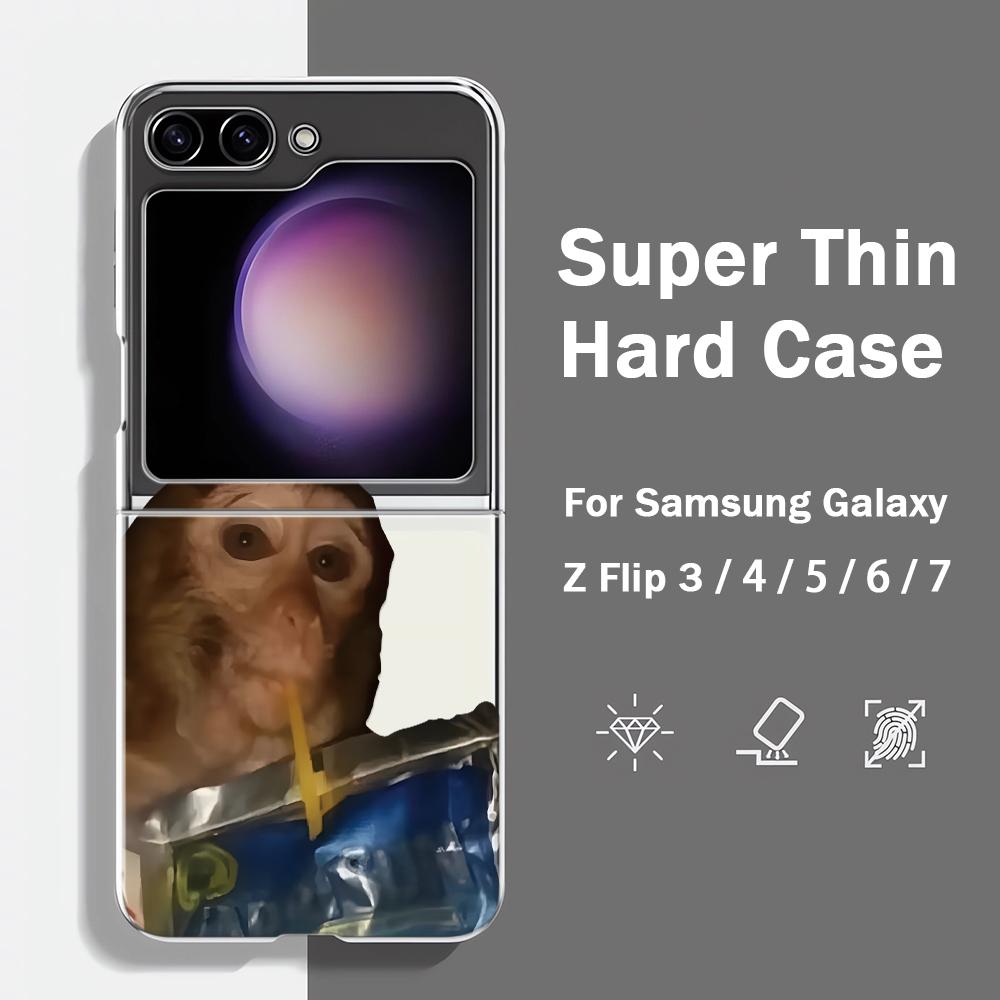 Drinking Beverages Monkey Phone Case For Samsung Galaxy ZFlip7 ZFlip6 ZFlip5 ZFlip4 ZFlip3 For Samsung ZFlip 7 6 5 4 3 Case