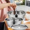 Multifunctional Stainless Steel Basin Set Mixing Bowl Set Grater Bowl 3 In 1 Salad Maker Bowl Mixing Bowl Set With Drain Basket