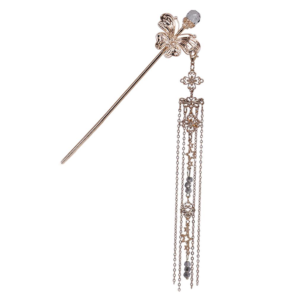 National Tide New Long Tassel Butterfly Metal Hairpin New Chinese Style Step Rock Senior Sense of Horse Dress Ancient Style Hair Accessory