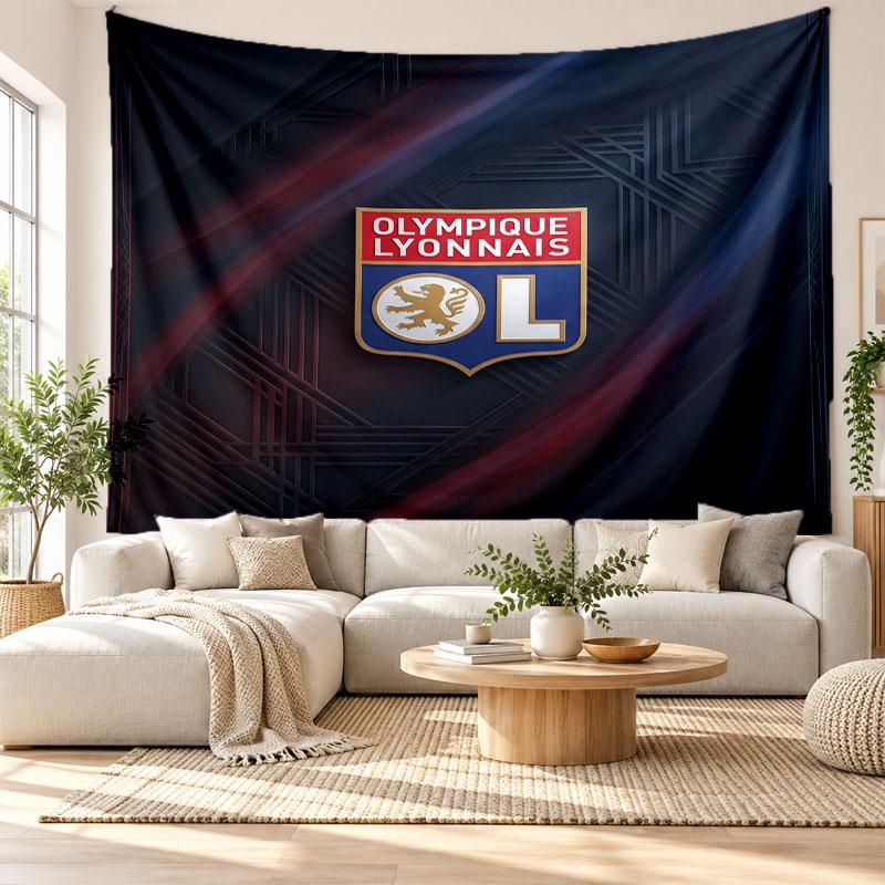 Lyon FC Wall Tapestry, Soft Fabric Wall Hanging, Decorative Backdrop For Bedroom Home Wall Art