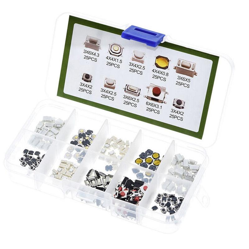 250×Car Remote Control Push Button Switch Car Key Buttons Touch Microswitch With Box Models Tactile Push Button Switch Kits