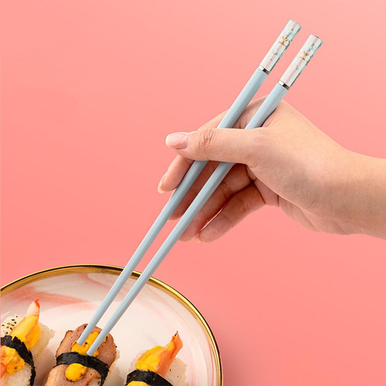 5 Pair Pattern Chopsticks Non-Slip Sushi Chop Sticks Set Chinese Eco-Friendly Reusable Amber Sakura Japanese Chopsticks Kitchen