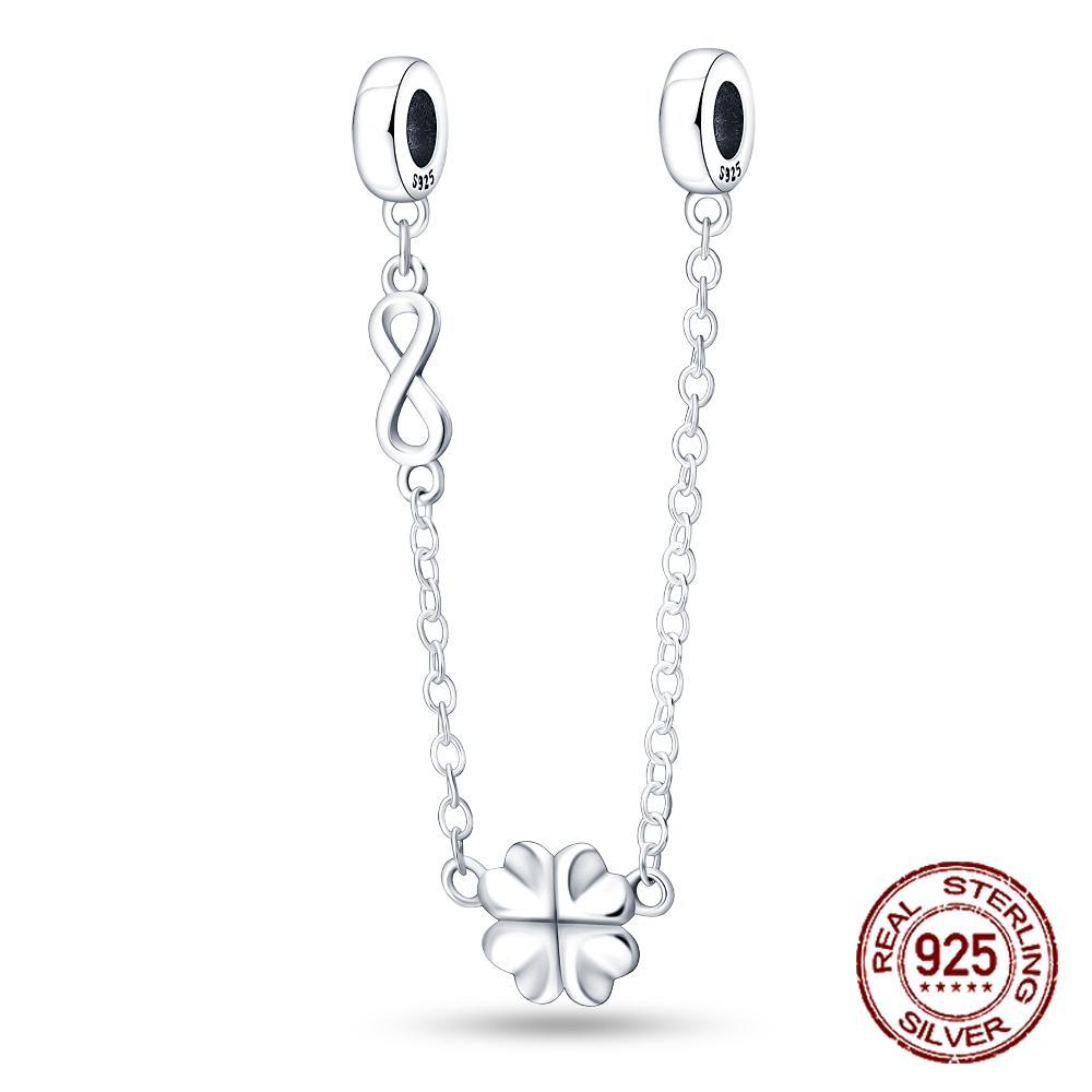 Spacer Clip Charms Safety Chain 925 Silver Love Daisy Heart Charms Fit 4MM Hole Diamete Bracelet Jewelry DIY Gift