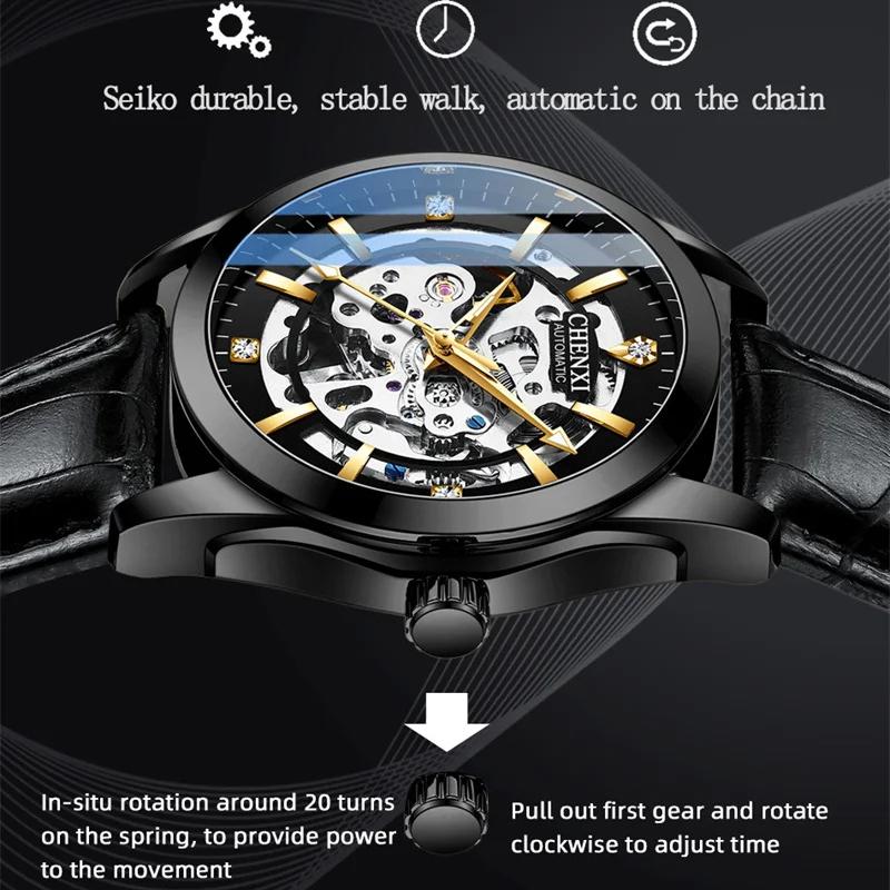 Mens Watches Fashion Luxury Hollowing Automatic Mechanical Watch Waterproof Luminous Watch For Man
