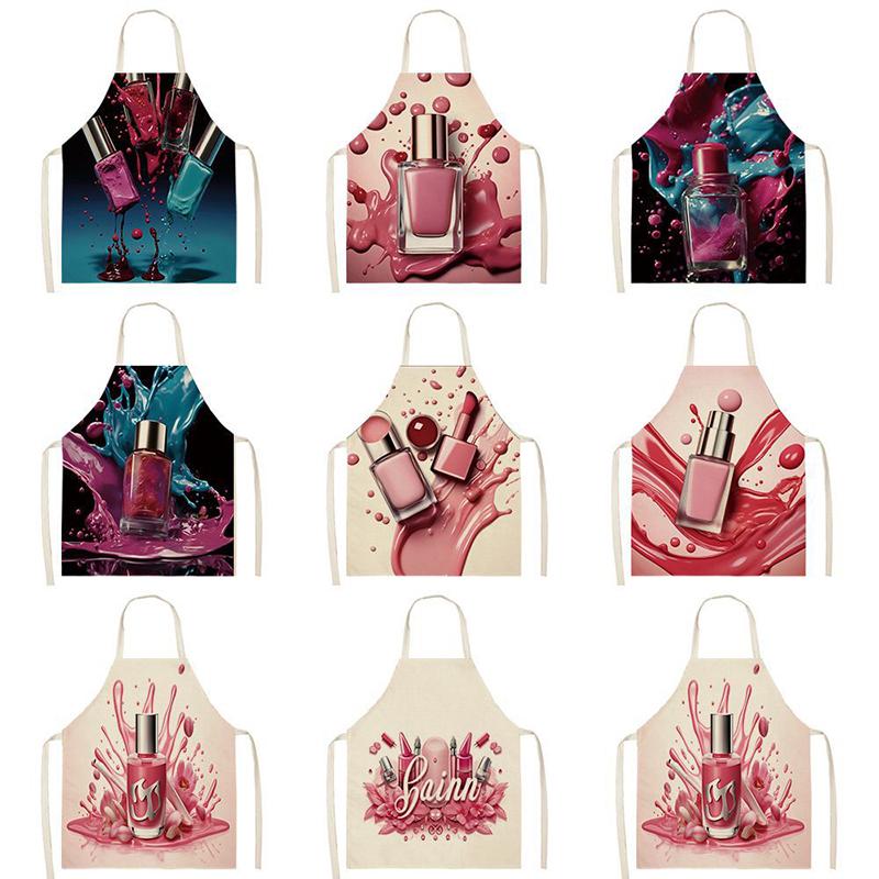Nail Polish Printing Beauty Women Apron Household Nail Technician Manicurists Art Supplies Pinafore Home Salon Cosmetology Smock