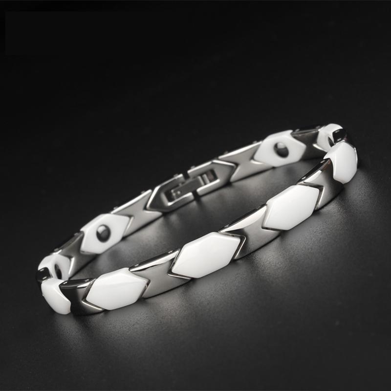 Bracelets en Céramique Pour Femmes Homme Mode Bijoux en Acier Inoxydable Accessoires Mains Femmes Thérapie Magnétique pour la Santé Bracelets pour Hommes
