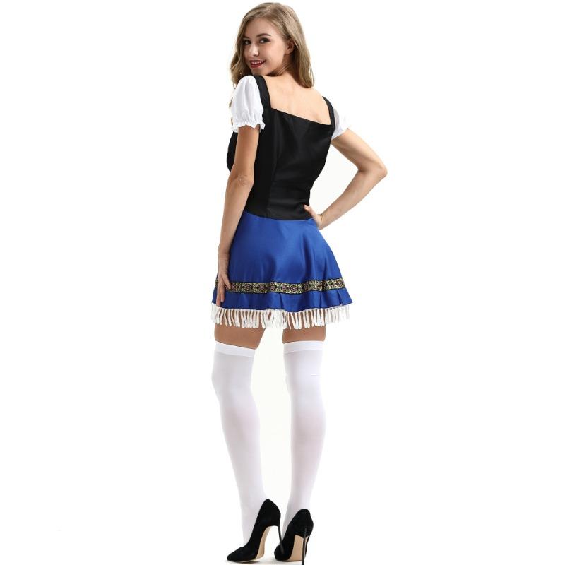 S-3XL Oktoberfest Costume, Adult, Female Blue Sexy Festival Performance Beer Costume Uniform