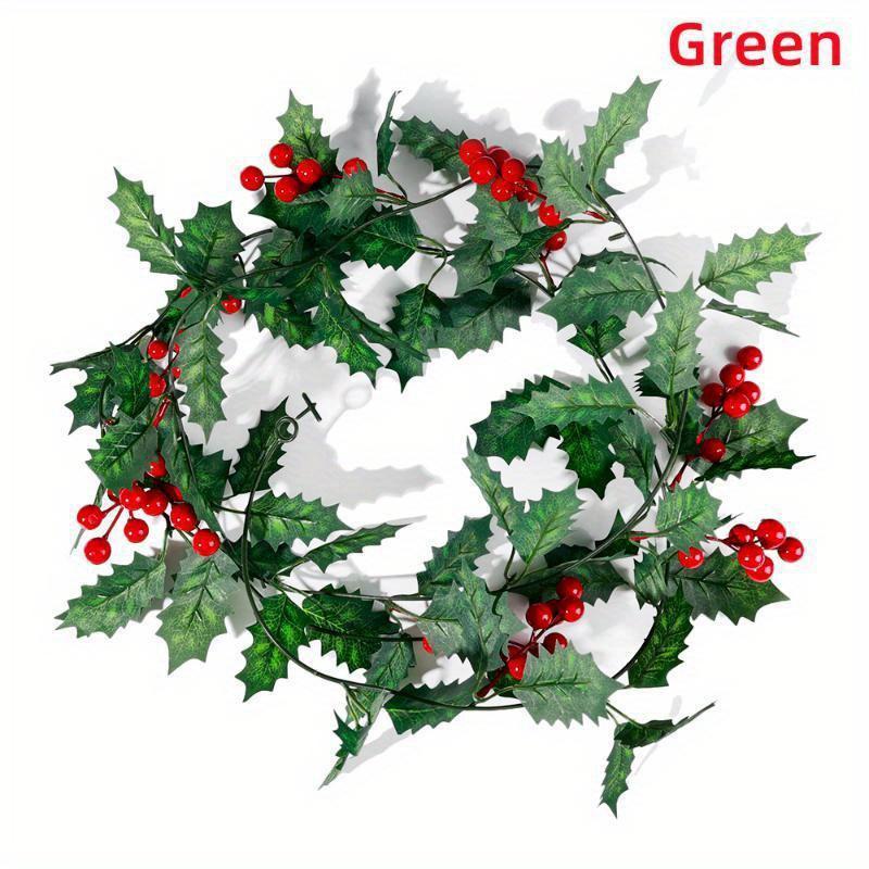 Christmas Garland Red Berry Green Garland 78.74 Ft Artificial Christmas Red Berry Flower Vine Winter Holly Leaves Outdoor for Fireplace Home Decor
