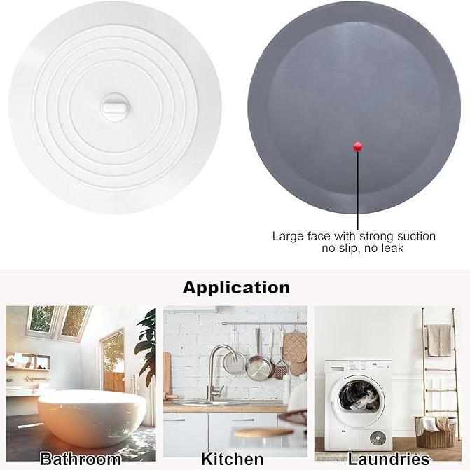 Filtro per Capelli in Silicone per Vasca da Bagno e Lavandino - Copertura Piatta con Ventosa Facile da Pulire per Scarichi di Cucina e Bagno