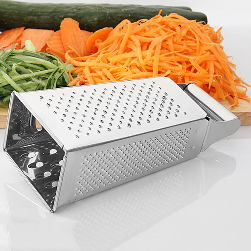 4 Sided Stainless Steel Box Grater with Fine Medium Coarse Graters and Slicer Side Suitable for Cheese and Vegetables
