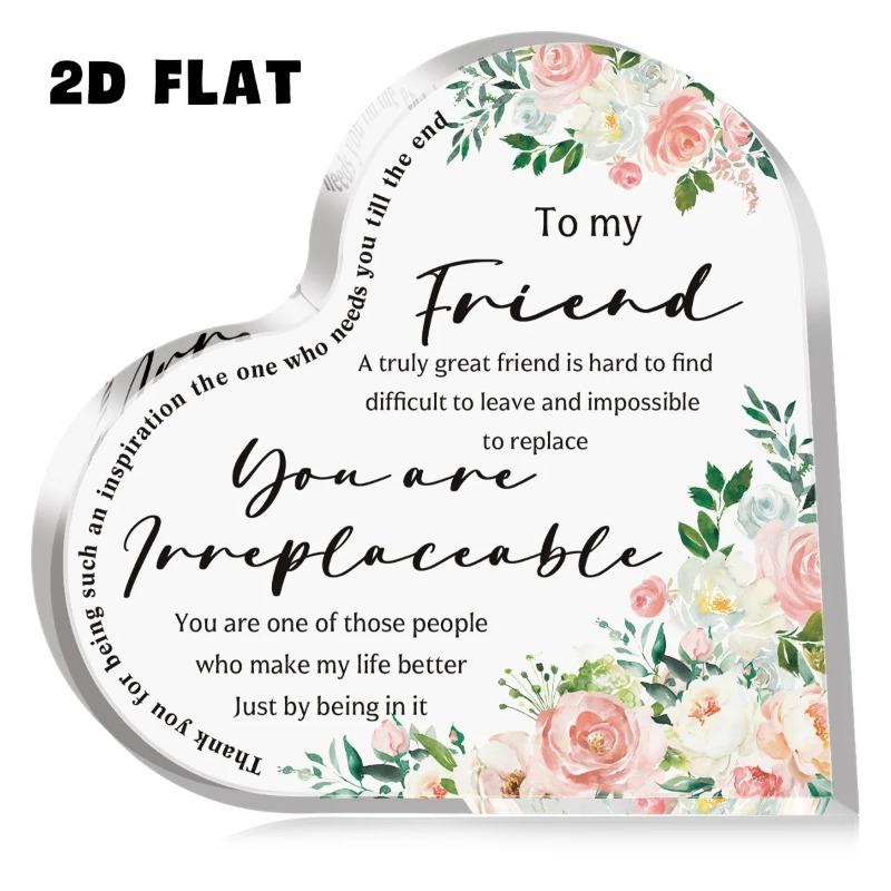2D Flat"To My Friend" Desktop Heart-Shaped Acrylic Decoration Plaque, Home Decor Plaque Hanging Wall Art Decorative Garden Decoration for Room Door Si