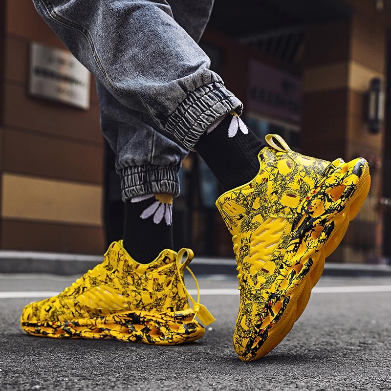 Scarpe da basket sportive da uomo, autunno e inverno, in pelle, antiscivolo, ultraleggere, graffiti, da uomo