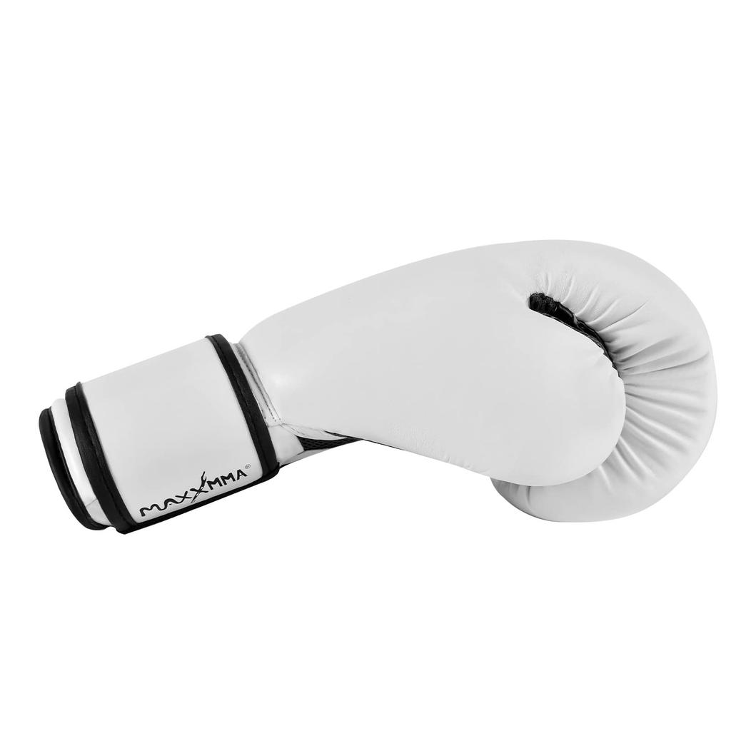 MaxxMMA Boxing Gloves Punching Gloves Breathable Kickboxing Mixed Martial Arts Punching Gloves Sandbag MMA Training Gloves (8oz, White)