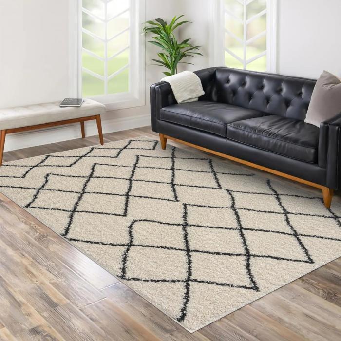 Tapis berbère style BENISTYLE 1 - UNAMOURDETAPIS - 120x170 cm - Crème - Chambre - Chauffage au sol