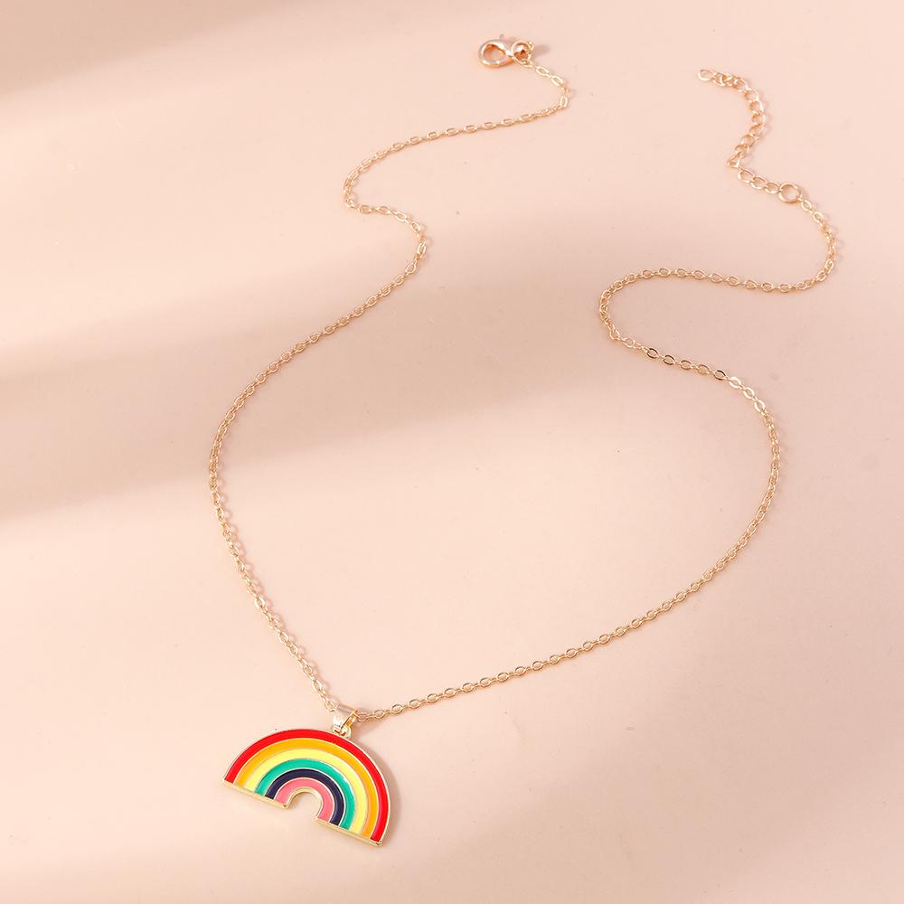 Cute Enamel Rainbow Flag Pendant Necklace for Women Girls Necklaces Chain Party Holiday Jewelry Gifts