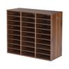 Wood Literature Organizer 27 Compartments Office Mailboxes Brown, Countertop Literature Sorter for Files Documents Papers, with Adjustable Shelves,