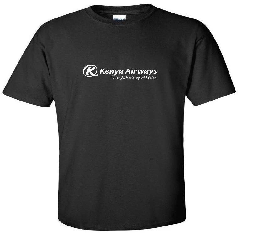 Kenya Airways White Logo African Airline Black Cotton T-Shirt 2XL