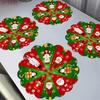 Linen Round Placemats, Santa Sleigh Winter Design, Washable Stain Resistant Easy Clean, Holiday Dinner Decor