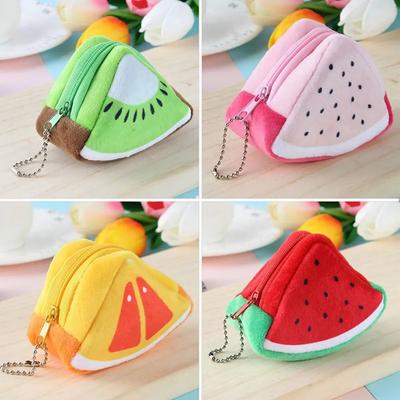 Portefeuille créatif en peluche de fruits mignons, porte-monnaie pour femmes, sac d'argent de dessin animé, porte-monnaie doux pour filles, cadeau multifonction
