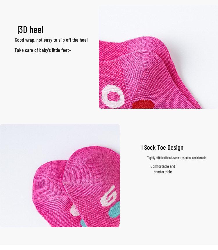 Spring Summer Girls' Breathable Cartoon Mid-Calf Cotton Mesh Socks