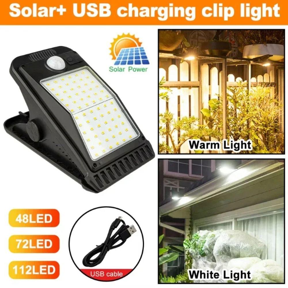 Portable Human Body Induction Lighting IP65 Waterproof Garden Wall Light Solar Clip Lights  Home