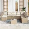 Garden Sofa Set Beige Poly Rattan
