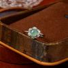 Sterling Silver S925 Ring Female Sunflower Egg Surface Natural Blue Water Jadeite Niche High-end Adjustable Ring