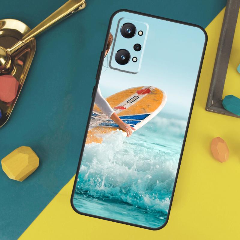 Surf Surfboard Case For Realme C67 C75 C61 C55 C53 C51 C21Y C25S 10 11 12 13 14 Pro Plus GT 6T 6 5 GT7 Pro
