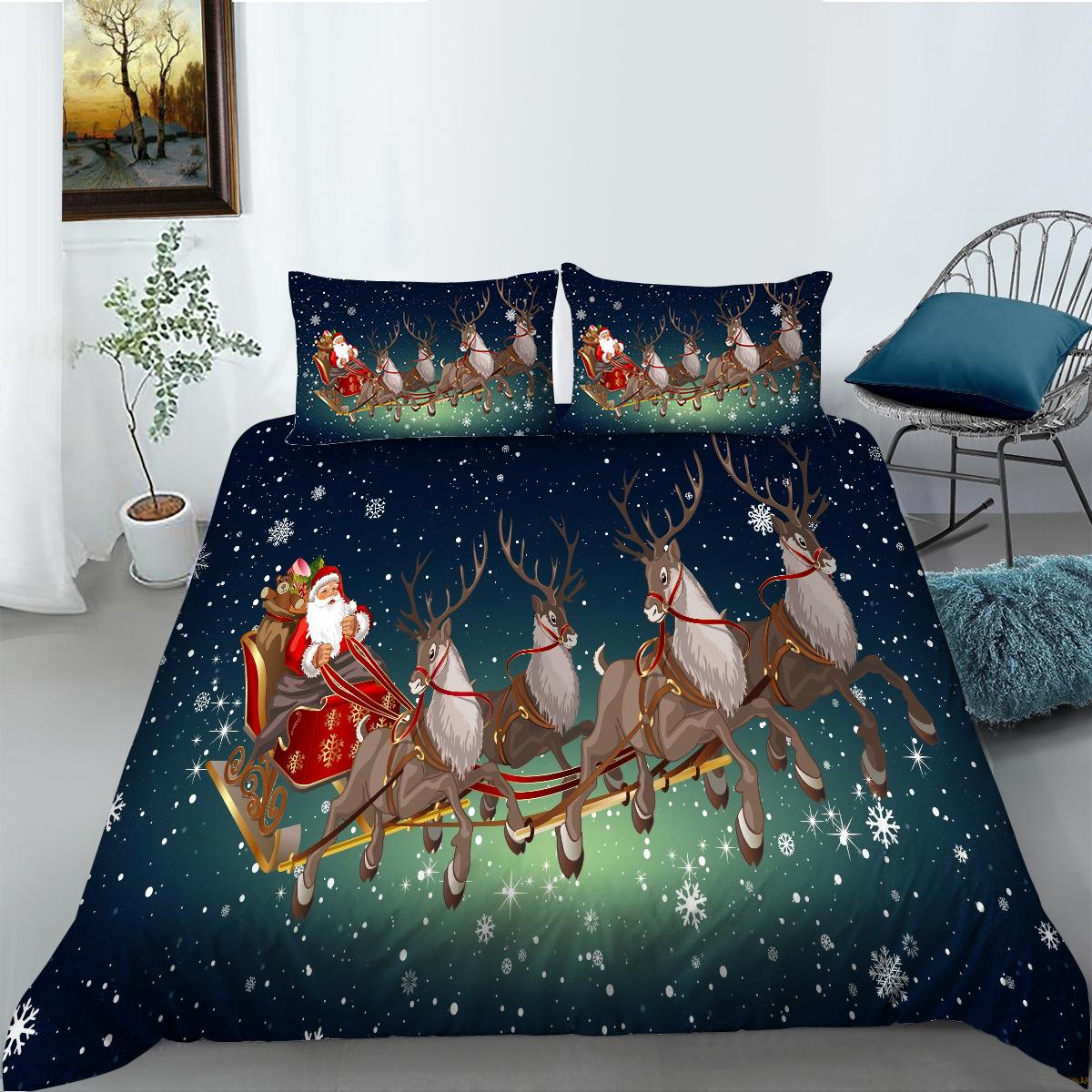 

Пододеяльник Наволочка Набор из двух или трех предметов Рождественский подарок Полиэстер 3D цифровая печать EU single 135*200