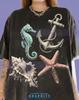 Seahorse Starfish Seashell Anchor Marine Life Ocean Comfort Colors® Tshirt, Nature Nautical Vintage Faded Graphic Retro Y2K Streetwear Tee