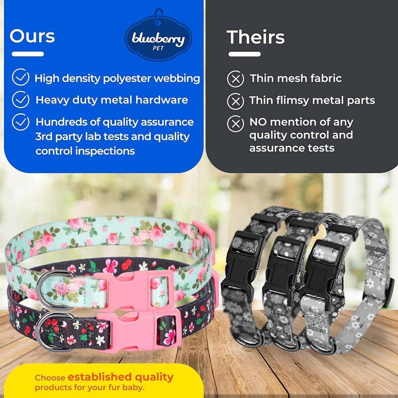 Printed flower pet collar x medium and large dog collar