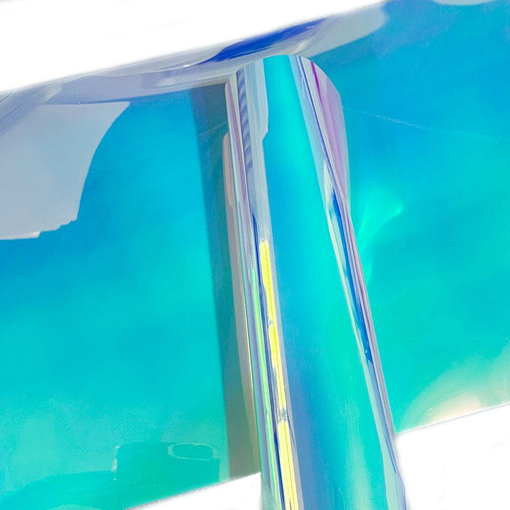 10pc Holographic Glow in Dark Adhesive Vinyl DIY Luminous Film for Birthday Gift Festival Craft Party Decor Blue to Green Effect