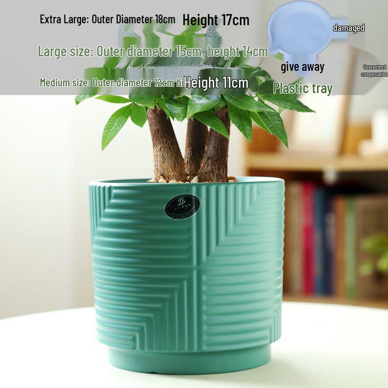 Elegant Large Ceramic Flower Pot with Saucer for Home - Light Luxury Style Ideal for Orchids, Succulents, and Green Plants