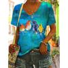 Women Tshirt Summer Colorful Print Gradient Clothing V Neck Short Sleeve Animal Tops Streetwear Fashion Oversized Girls T-Shirts