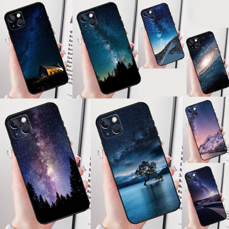 Star Space Moon Night Phone Case For iPhone 16 Pro 15 Pro 11 13 14 Pro Max 12 Mini XR 16 15 Plus 16e Cover Shell