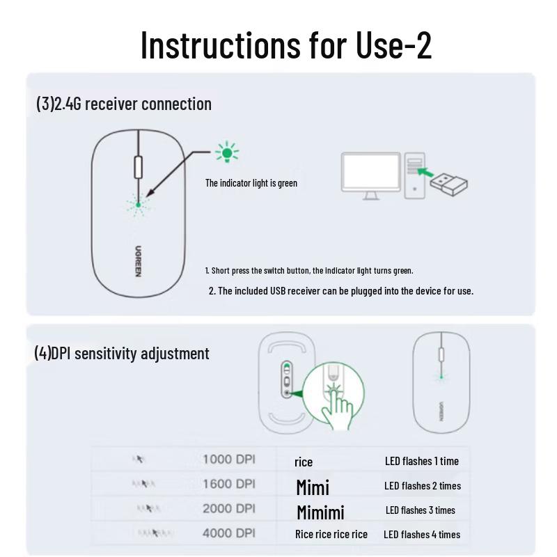 UGREEN Wireless Bluetooth Dual-Mode Silent Mouse