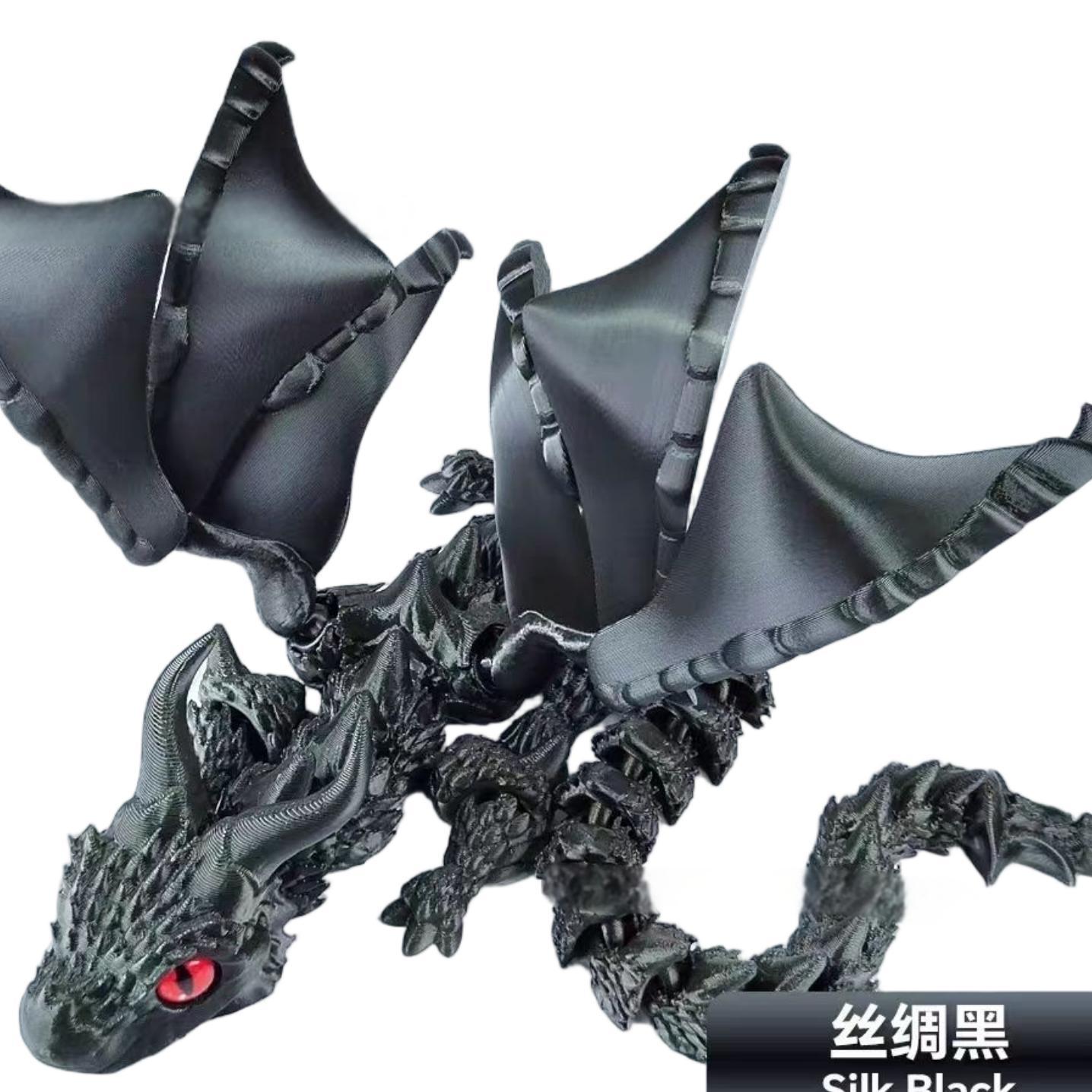 

3D Printed Dragon Figurine Winged Design Multi-Jointed Movable Winged Carriage Dragon Plaything Ornament Workspace Desktop Decoration Kids Plaything