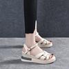 Horse shoes sandals women's summer 2025 new woven wedge heel thick sole non-slip retro one-word buckle belt women's sandals