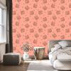Wallpaper Small Coral and Orange Flowers for Living Room and Bedroom 50x1000