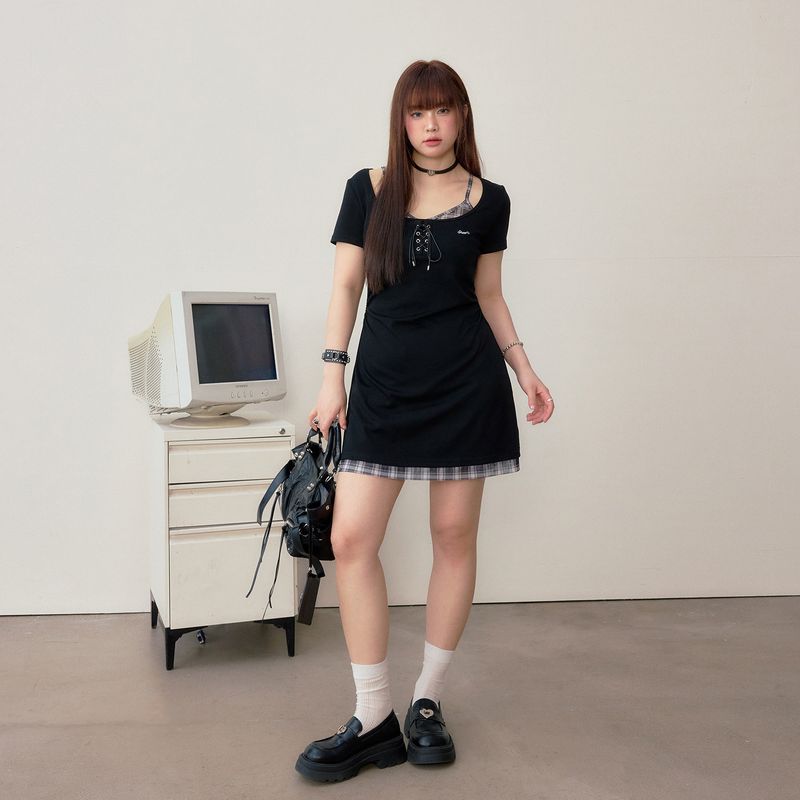 

Trendy Summer Items for Adults: Plus-Size Women s Clothing, Slimming Dresses for Chubby Girls, Fashionable Street-Style Little Black Dresses Second Batch of Short Skirts 4XL